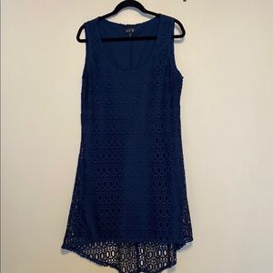 AUW Navy Sleeveless High Low Dress